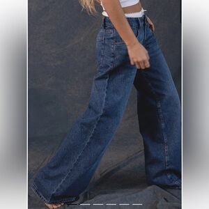 MOTEL denim extra wide leg low rise jeans